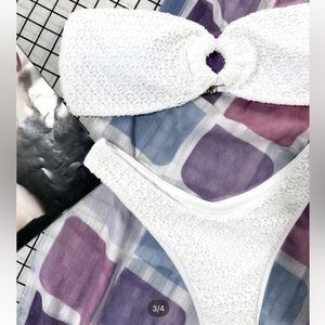 White two piece strapless bikini from shein size medium